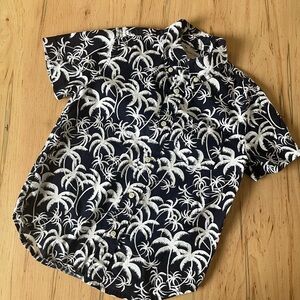 Navy Palm Tree Print Kids Shirt